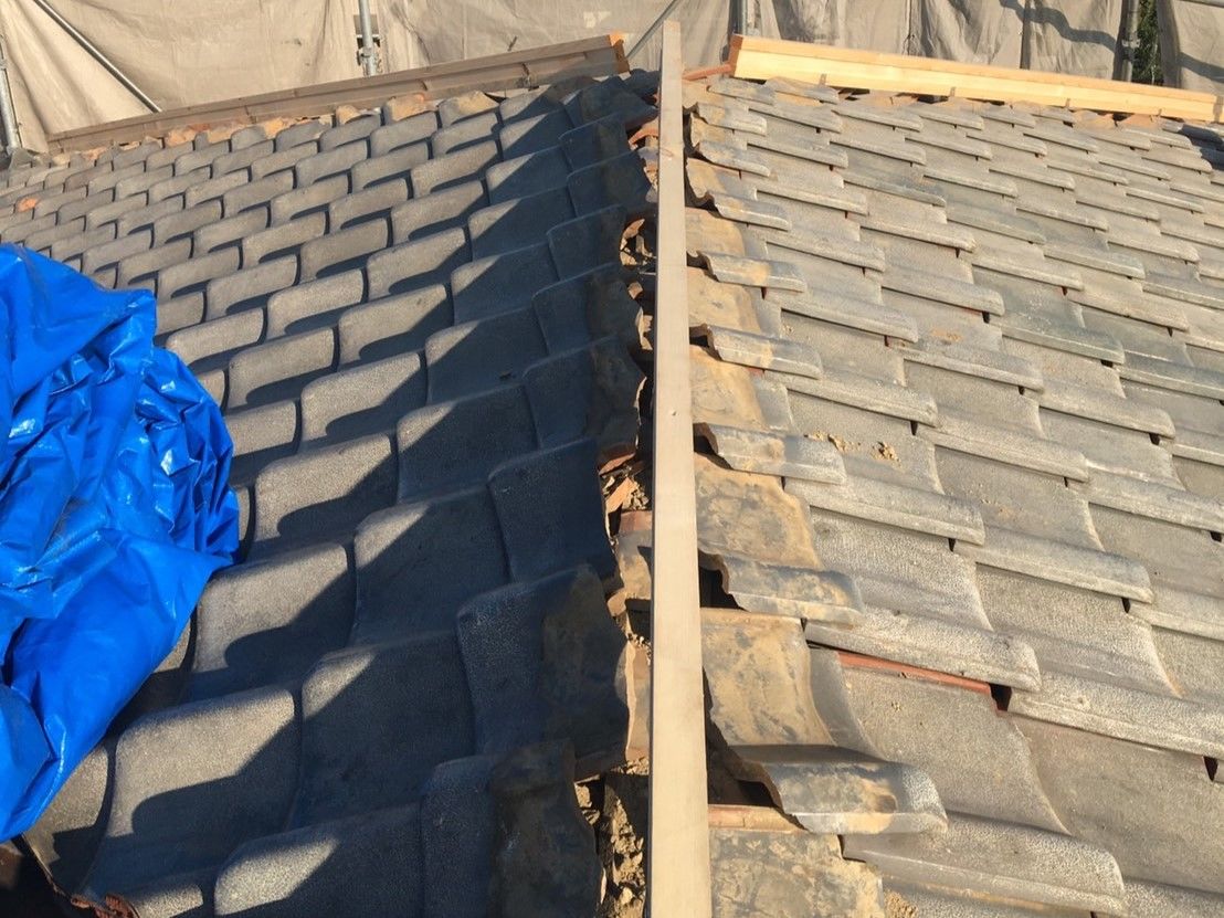 川崎市麻生区　棟瓦交換工事　瓦止め工事