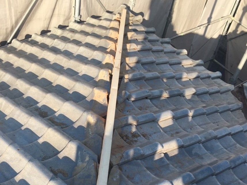 川崎市麻生区　棟瓦交換工事　瓦止め工事