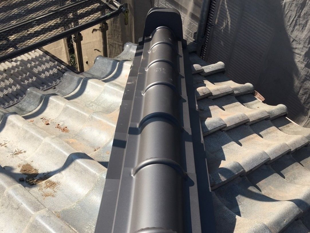 川崎市麻生区　棟瓦交換工事　瓦止め工事