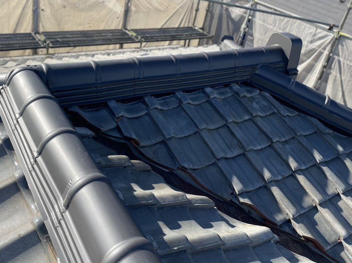 川崎市麻生区　棟瓦交換工事　瓦止め工事