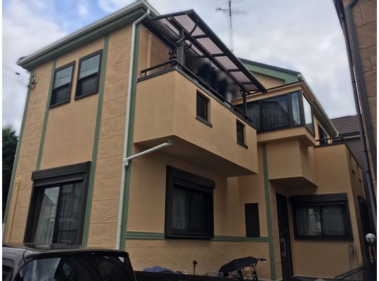 多摩区　外壁塗装　遮熱塗料　アプリコット　グリーン