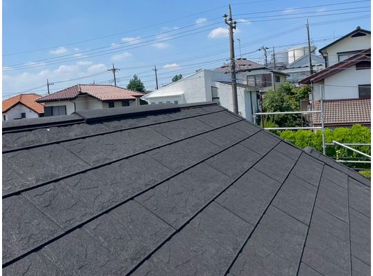 リフォーム　川崎市麻生区　スレートからスカイメタルルーフへ　屋根カバー工事　ジンカリウム鋼板