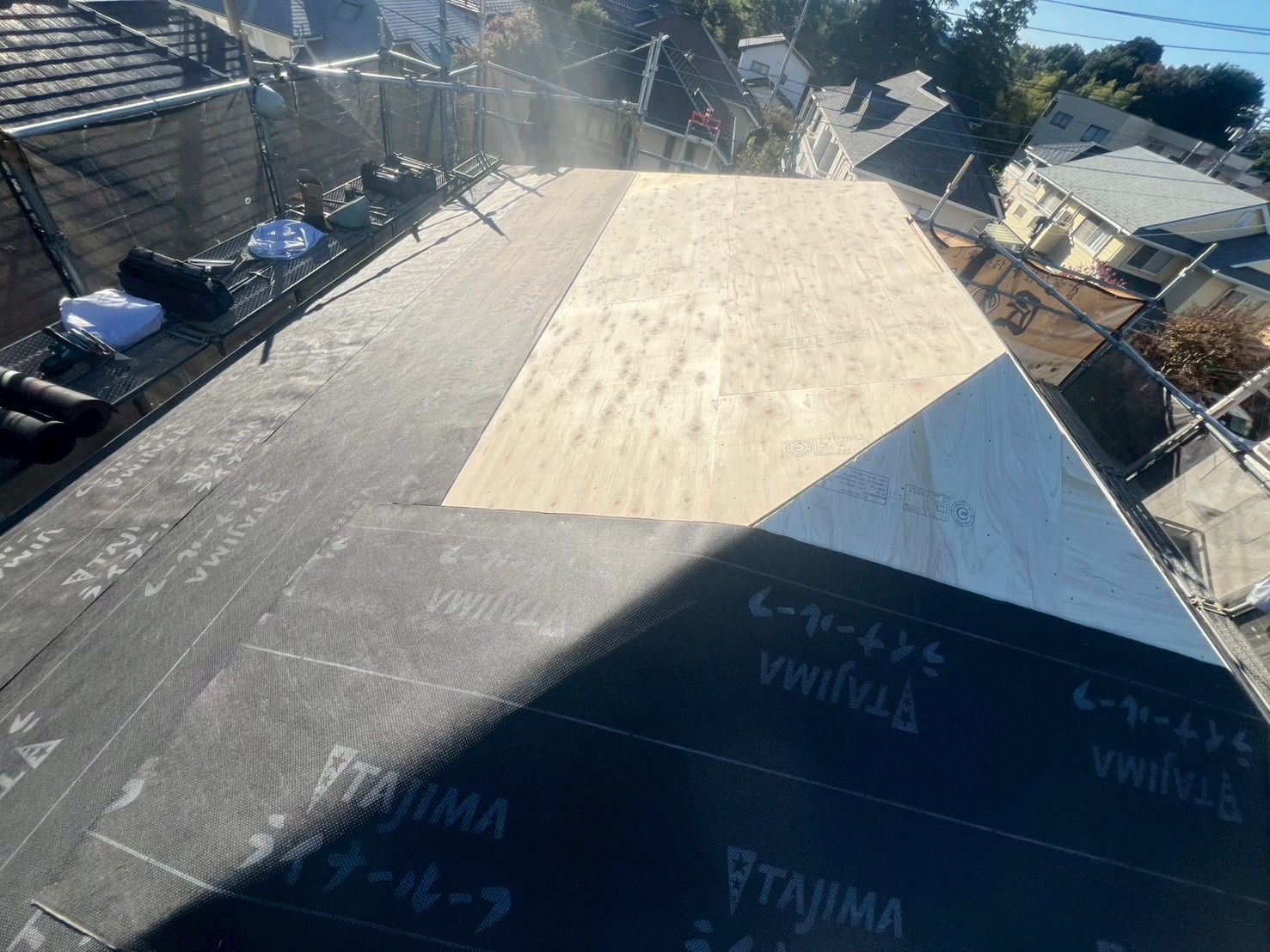 屋根　葺き替え　防水シート　ライナールーフ　麻生区