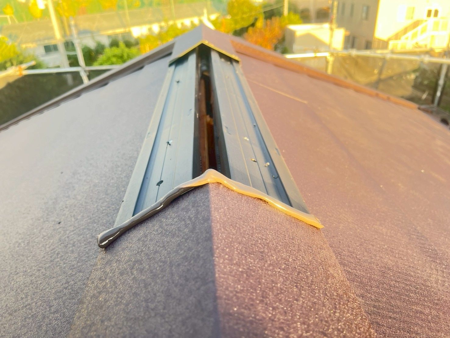 屋根　葺き替え　シルキーG２　棟板金　タフモック　樹脂　麻生区