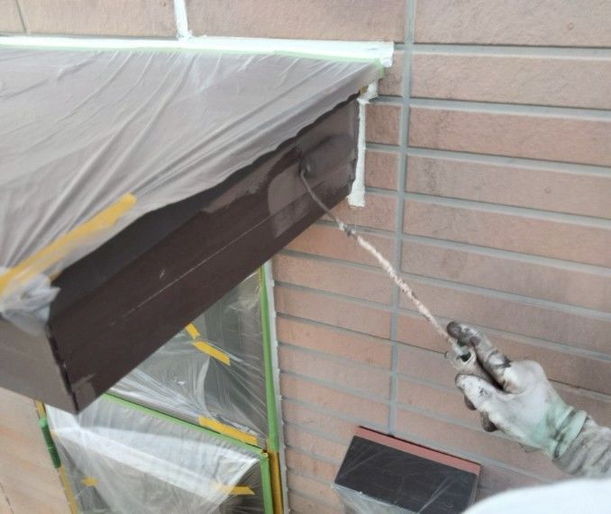 麻生区　外壁塗装　破風　エスケープレミアムNADシリコン　モカ