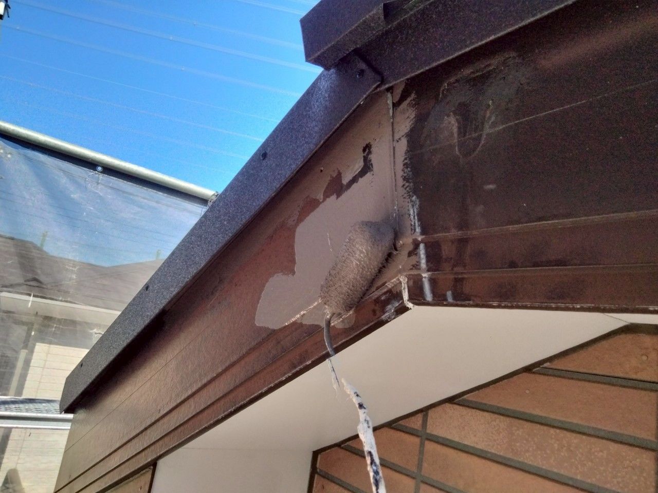 麻生区　外壁塗装　破風　エスケープレミアムNADシリコン　モカ