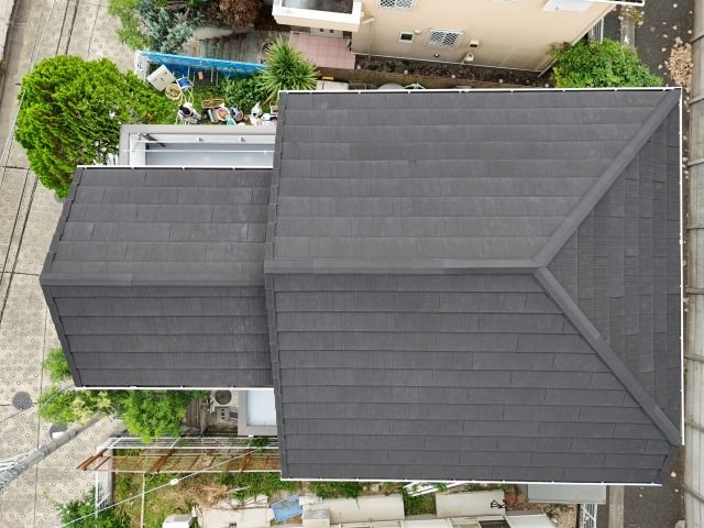 リフォーム　川崎市麻生区　スレート　スカイメタル　ルーフ　ジンカリウム鋼板　屋根　カバー