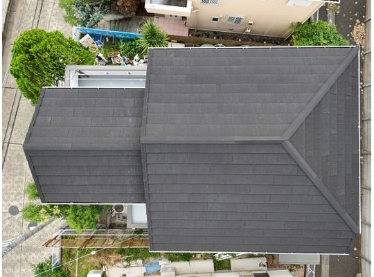 リフォーム　川崎市麻生区　スレート　スカイメタル　ルーフ　ジンカリウム鋼板　屋根　カバー
