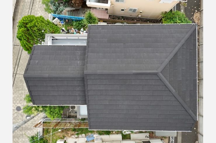 リフォーム　川崎市麻生区　スレート　スカイメタル　ルーフ　ジンカリウム鋼板　屋根　カバー