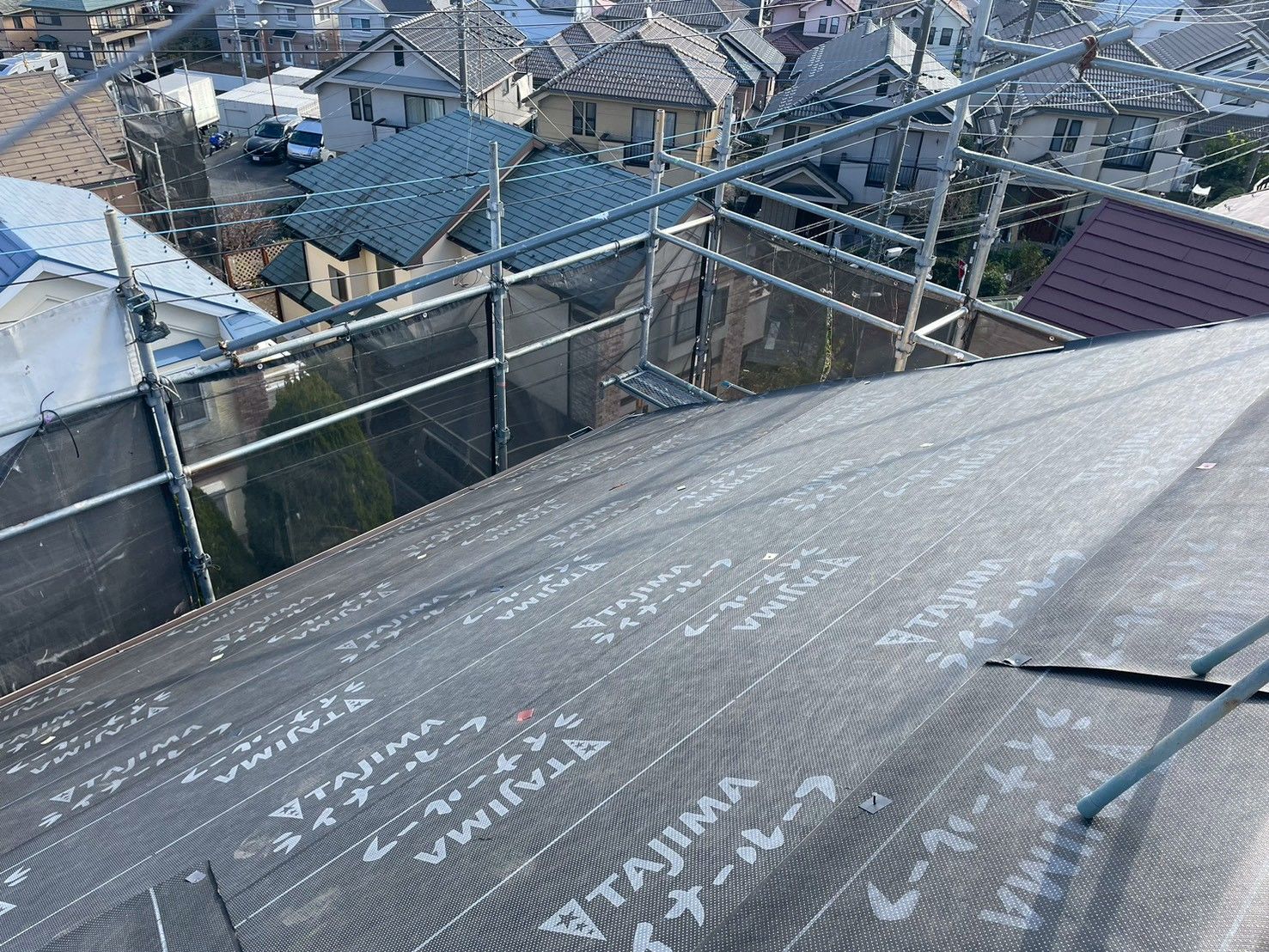 麻生区　屋根カバー工事　防水シート　ルーフィング　ライナールーフ